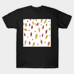 Autumn Leaf Pattern Graphic Design Orange, Rust & Yellow Background Beautiful Fall T-Shirt